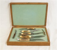 Collection of 7 engraved Case bone handle knives