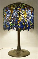 Wisteria Stained glass & Bronze Tiffany style lamp