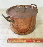 NICE SIZE COPPER & BRASS COVERED POT