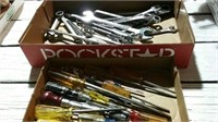 2 boxes assorted screwdrivers and wrenches