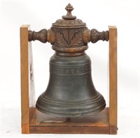 Antique 1776 Bronze bell highly wood carved