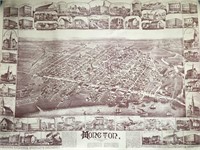 NEAT 1888 AERIAL VIEW OF MONCTON NB - RE PRINT