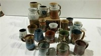 2 boxes studio pottery mugs