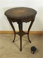 SMALL 1930S CARVED WALNUT CENTER TABLE