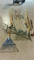 Rakes, sprinkler and other garden tools