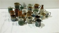 2 boxes studio pottery mugs