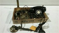 Old telephone and parts
