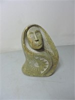 N. Hill soapstone carving "Thanking Sun & Moon"