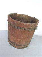 Antique wood bucket with original red paint
