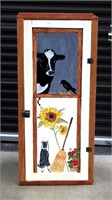 Barn Door Cabinet with Hand Painting of Cow & Cat