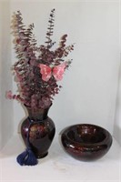 Glass Bowl with Matching Vase