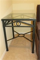 Metal and Glass End Table with Circle and