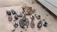 Group of 14 plastic duck decoys used