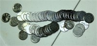 Roll of 50 Steel US Wheat Pennies from 1943