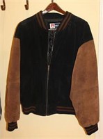 Men’s Suede Jacket with Cloth Collar and
