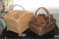 Two Handled Baskets with Pine Cones
