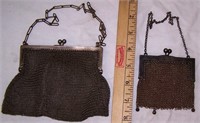 LOT O TWO GERMAN SILVER MESH PURSES - ONE DATED