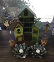 Bird Houses, Rustic Flowers and House Display