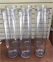 (6) 2ft Tall Glass Vases
