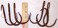 LOT OF 6 ANTIQUE IRON MEAT HOOKS