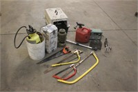 (2) Pump Sprayers, Dog Kennel, Lantern, Gas Tank