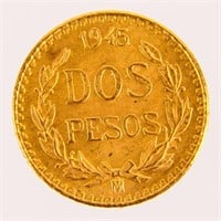 Coin Mexican Dos Peso Gold Coin 1945
