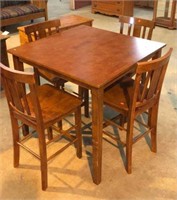 Wood Square Table with Four Matching Chairs