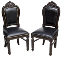 (2) BRITISH COLONIAL MAHOGANY & LEATHER CHAIRS