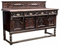 BRITISH COLONIAL STYLE CARVED WOOD SIDEBOARD