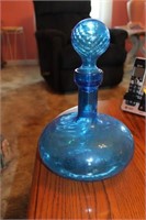 1960'S BLUE GLASS DECANTER