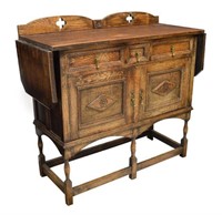 ENGLISH JACOBEAN STYLE OAK CARVED SIDEBOARD 20THC