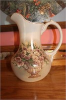 CERAMIC WATER PITCHER W/ROSES