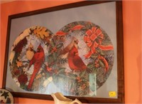 LARGE FRAMED JIGSAW PUZZLE CARDINALS