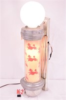 Lighted Barber Pole with Dogs
