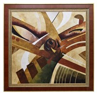 LARGE FRAMED ABSTRACT OIL PAINTING, BROOKS