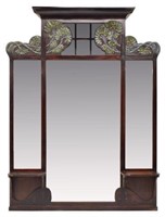 LARGE FRENCH ART NOUVEAU WALL MIRROR