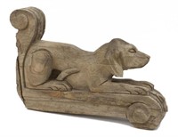 CARVED WOODEN DOG FORM WALL CORBEL
