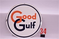 "Good Gulf" 10 1/2" porcelain "pump" sign