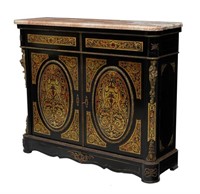 FRENCH MARBLE TOP BOULLE STYLE CONSOLE