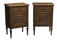 (2) ITALIAN LOUIS XVI CARVED BEDSIDE CABINETS