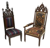 (2) GOTHIC STYLE CARVED CHAIRS