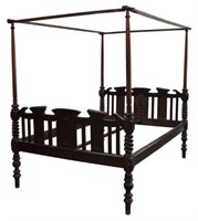BRITISH COLONIAL TEAKWOOD CANOPY BED