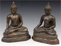 (2) THAI BRONZE SEATED BUDDHAS