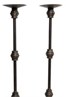 (2) WROUGHT IRON & CONTRASTING METAL CANDLE STANDS