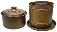 (3) GROUP OF COPPER, LARGE POT, CHARGER, PLANTER