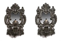 (2) ORNATE CARVED &  MIRRORED 1-LIGHT WALL SCONCES