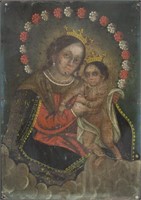 MEXICO TIN RETABLO, "OUR LADY, REFUGE OF SINNERS"