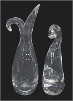(2) STEUBEN CLEAR ART GLASS VASE & PAPER WEIGHT