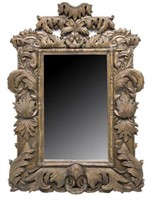 LARGE FOLIATE CARVED WALL MIRROR