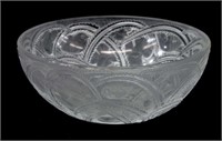 LALIQUE ART GLASS 'PINSON' SPARROW FROSTED BOWL